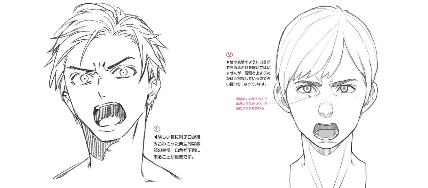 漫画人物6种基本表情的画法part 02 怒 的表情画法 教程 知乎