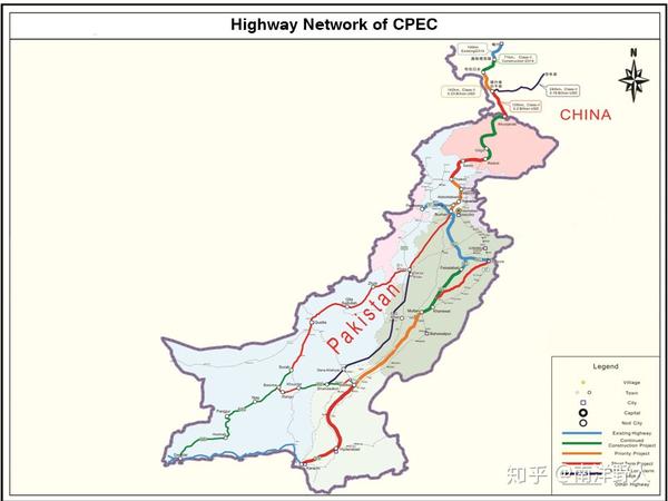 中巴经济走廊(cpec)道路网地图, from wiki