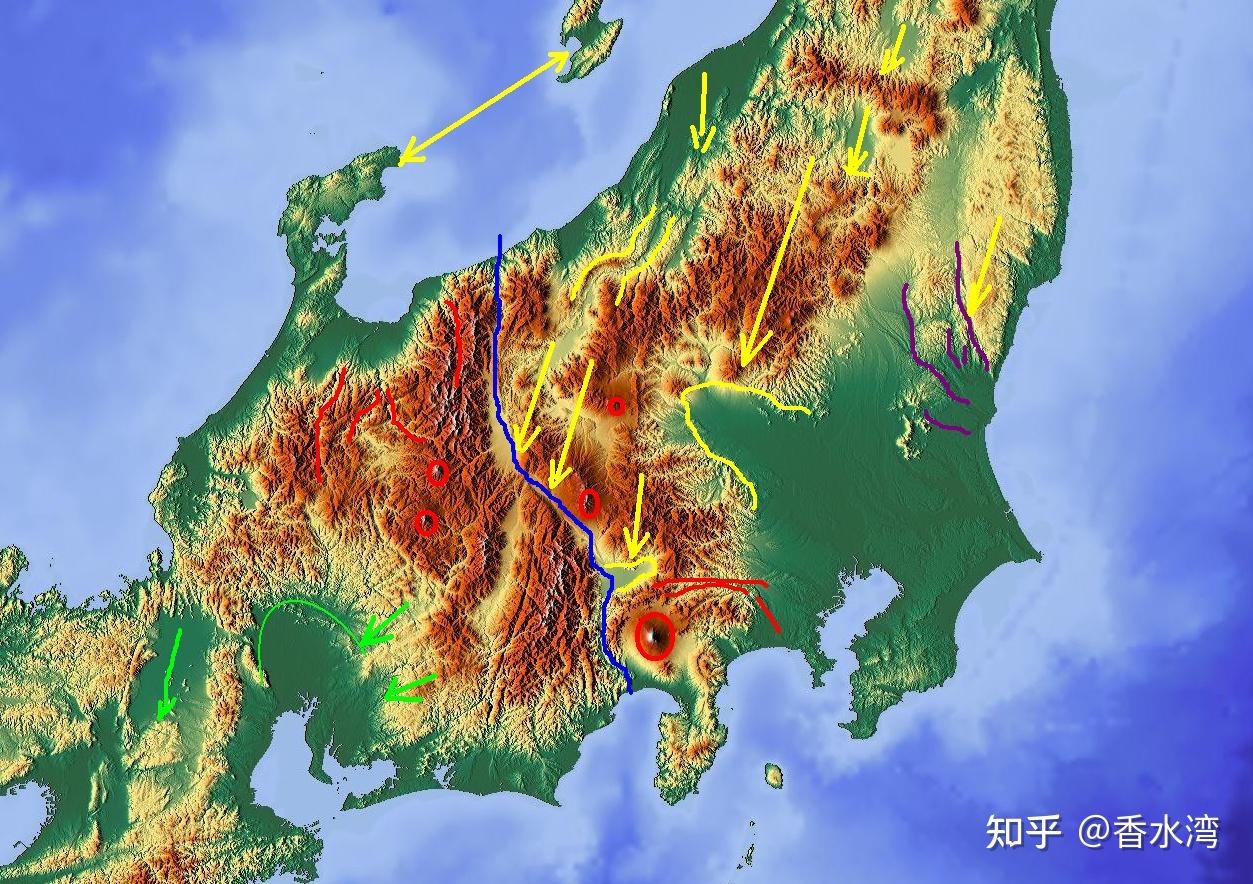 下图是日本本州岛中部的局部地形图.