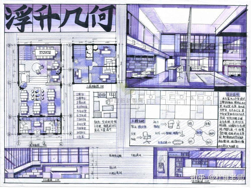 室内考研办公空间设计方案!! - 知乎