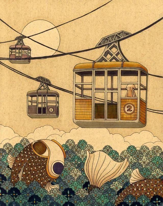 插画专业赏析怪诞又孤独一个人的放空状态