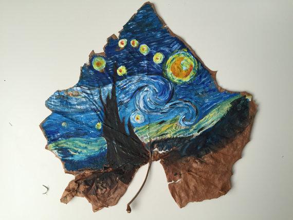 画画给了树叶第二次生命