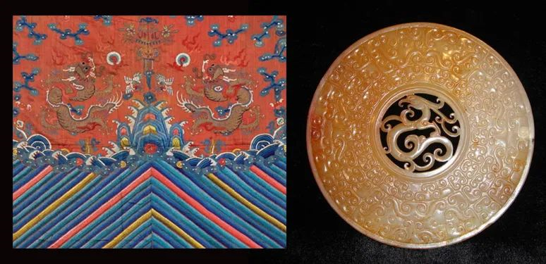 "宫"字一点集齐"海水江牙"和"玉璧"图形元素,取"宫"字形,赋予丰富的