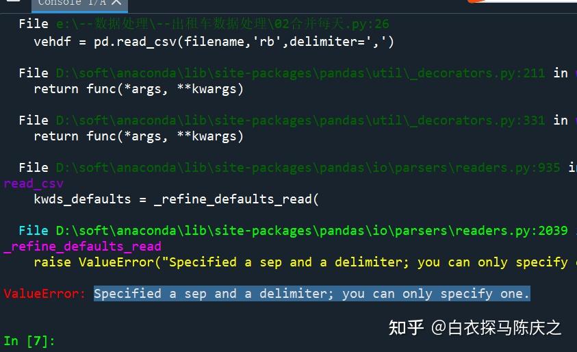 python read_csv报错“Specified a sep and a delimiter; you can only specify ...