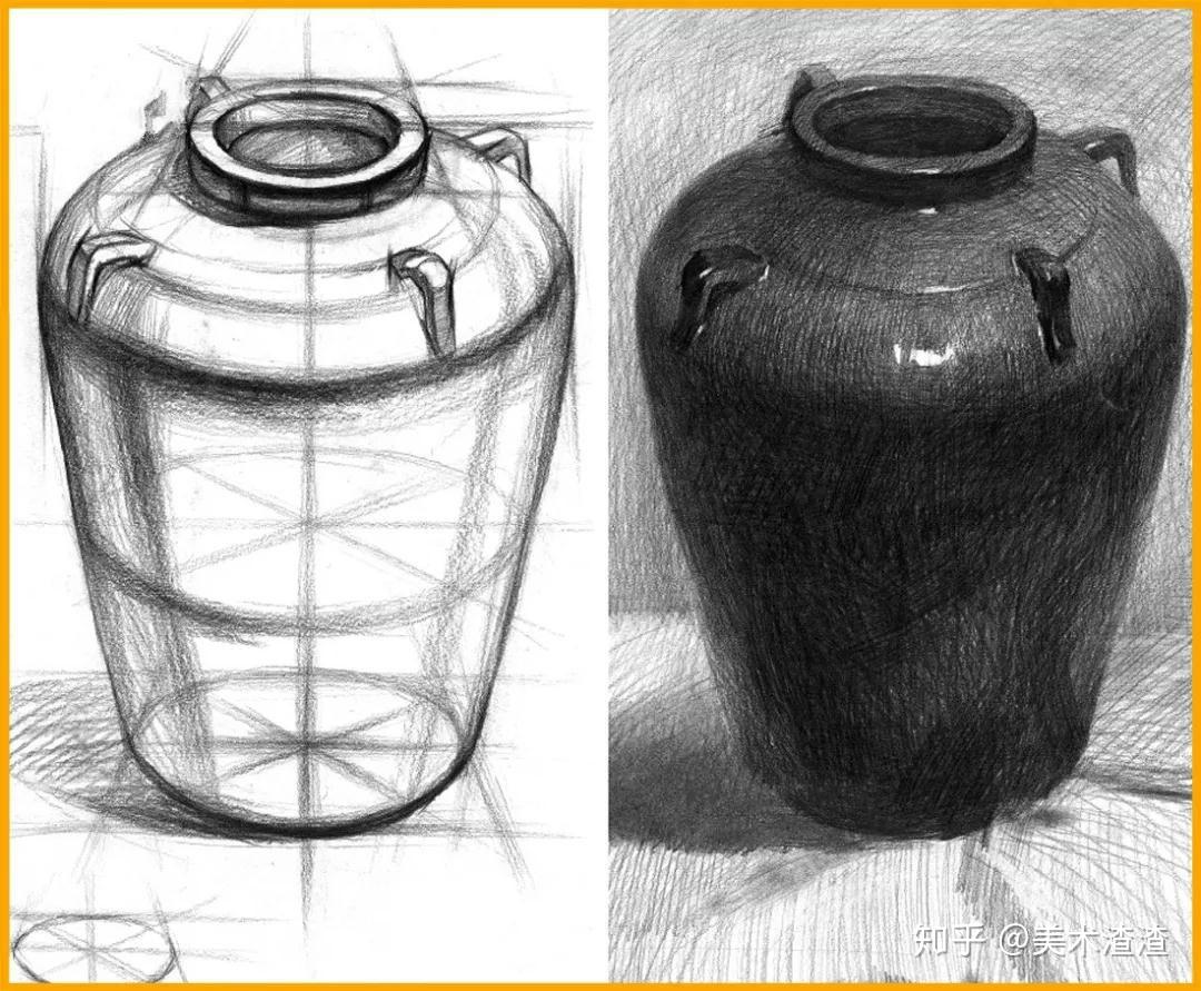 【素描单体教学】素描静物中罐子的结构特征及表现手法!
