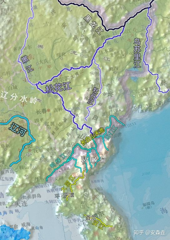 圖 11:東北,朝鮮半島各大水系示意圖