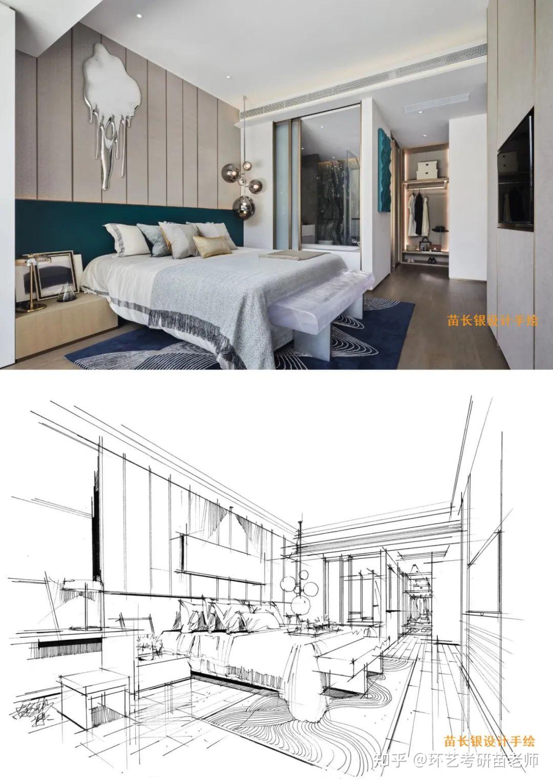 卧室手绘效果图|空间|家装设计|翁小峰 - 原创作品 - 站酷 (ZCOOL)