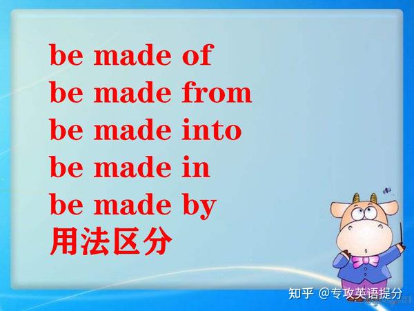 Be Made Of Be Made From Be Made Into 