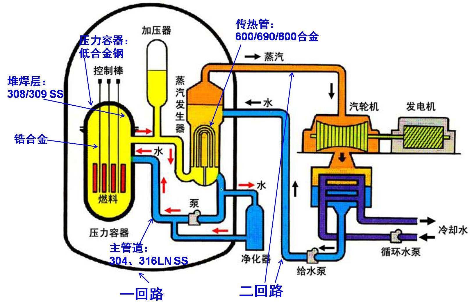 而压水反应堆则增加了另一条回路