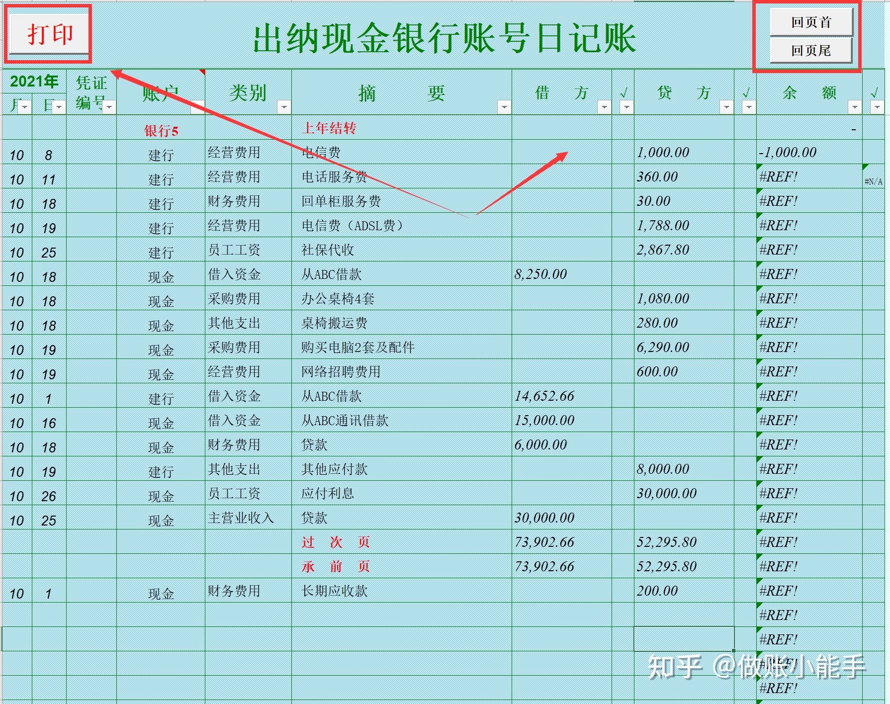 现金日记账表