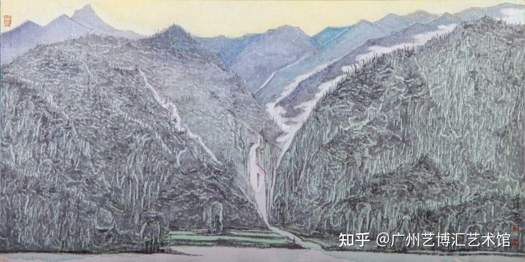 5cm纸本设色2021年邱佳铭 太行写生34.5cmx44.