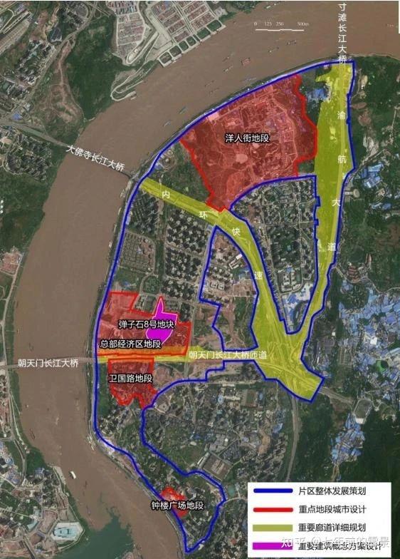 根据重庆官方规划,也就是下图,长嘉汇大景区的位置是这样的.