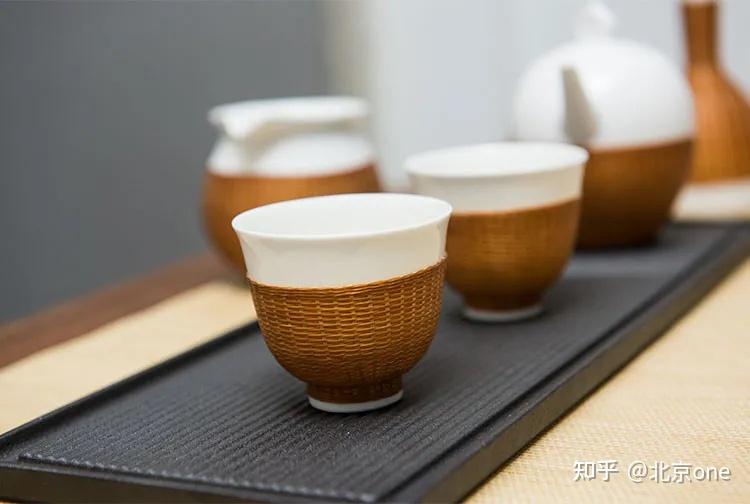 中國美術 古玩 竹丝扣瓷 竹編茶入 茶叶罐2点 茶道具
