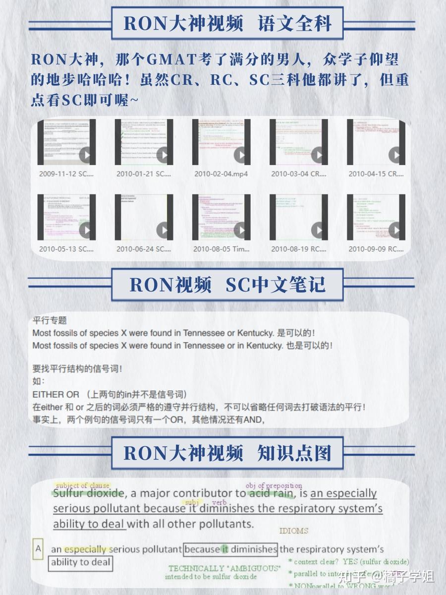 【gmat资料】gmat ron大神视频 中文笔记 中文tips梳理(全套)