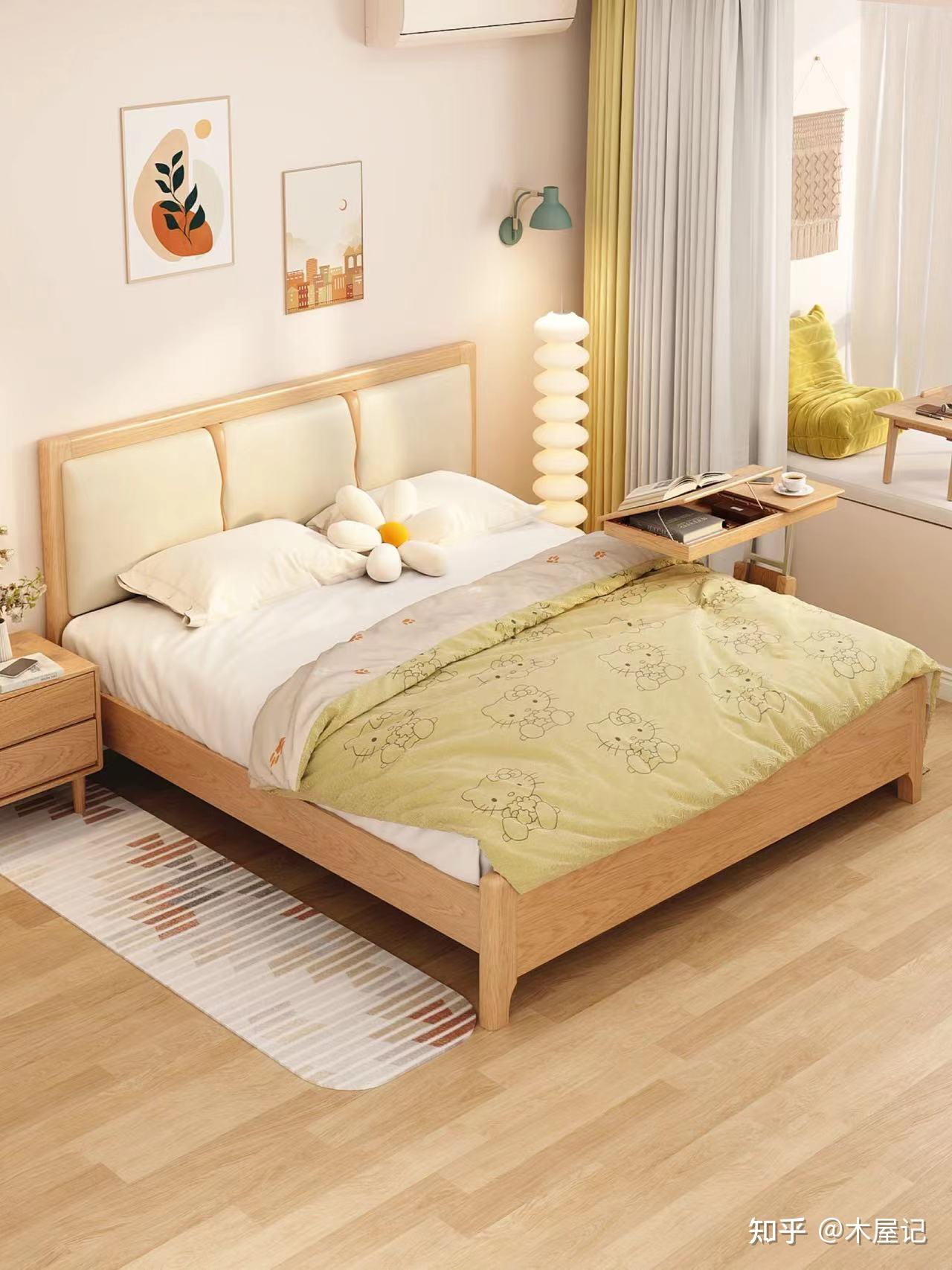 日式原木风治愈系小清新卧室实木床