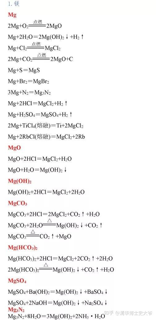 高中化学方程式大全（完整版）！ 知乎