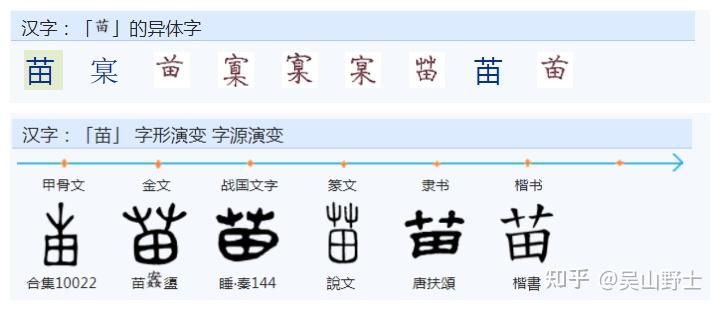 艸,田两范式叠加:禾萌芽而出若草生于田犹草木初生者是苗字之范式.
