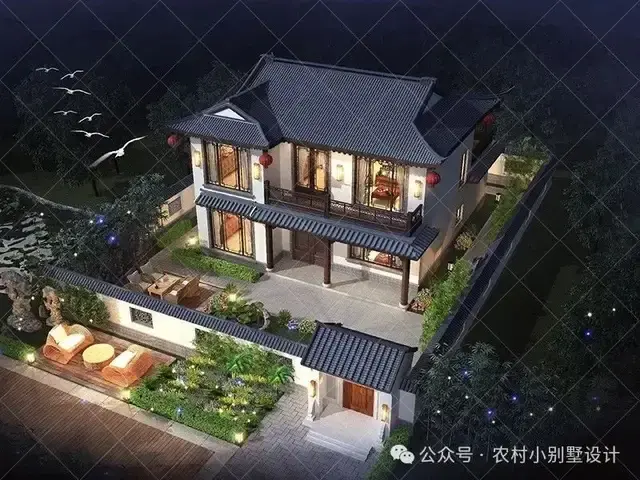 48款二层中式合院别墅,二层新中式四合院农村自建房别墅设计图 - 知乎