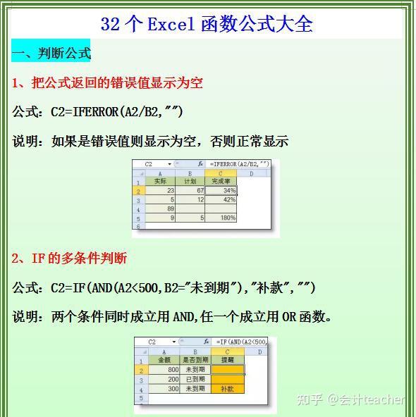 財務人員常用的32個excel函數公式