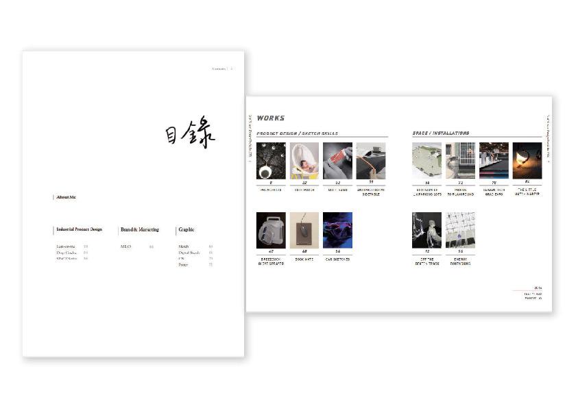 出国留学作品集中目录页版式设计参考