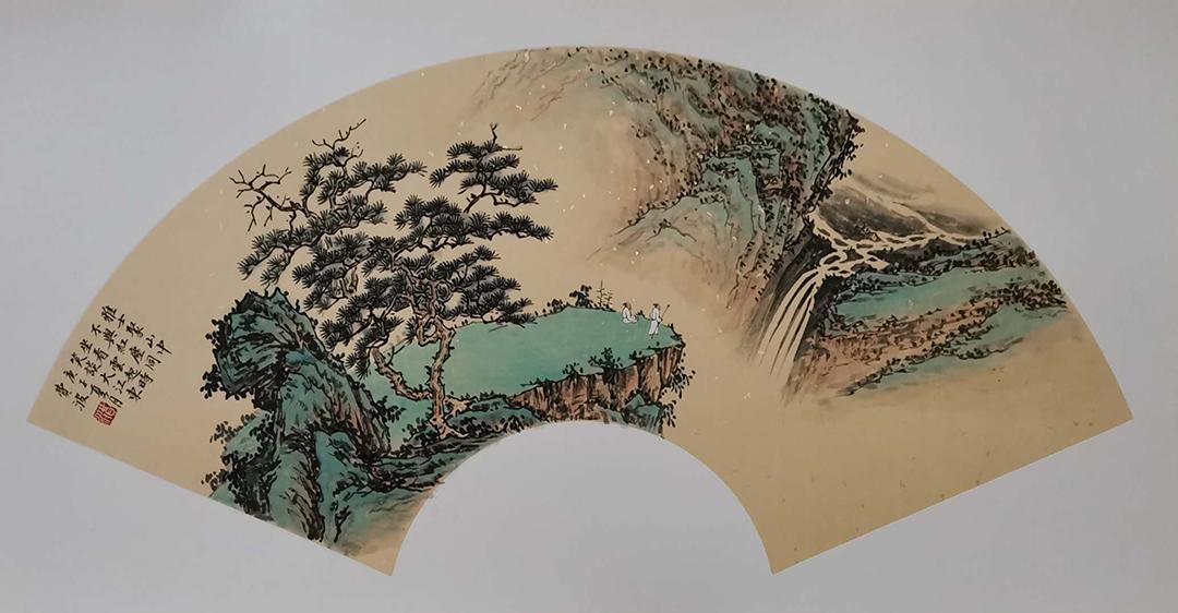 仿古山水画名家费波,扇面仿古山水画作品欣赏