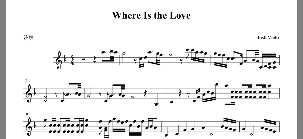 求joshviettiwhereisthelove的简谱