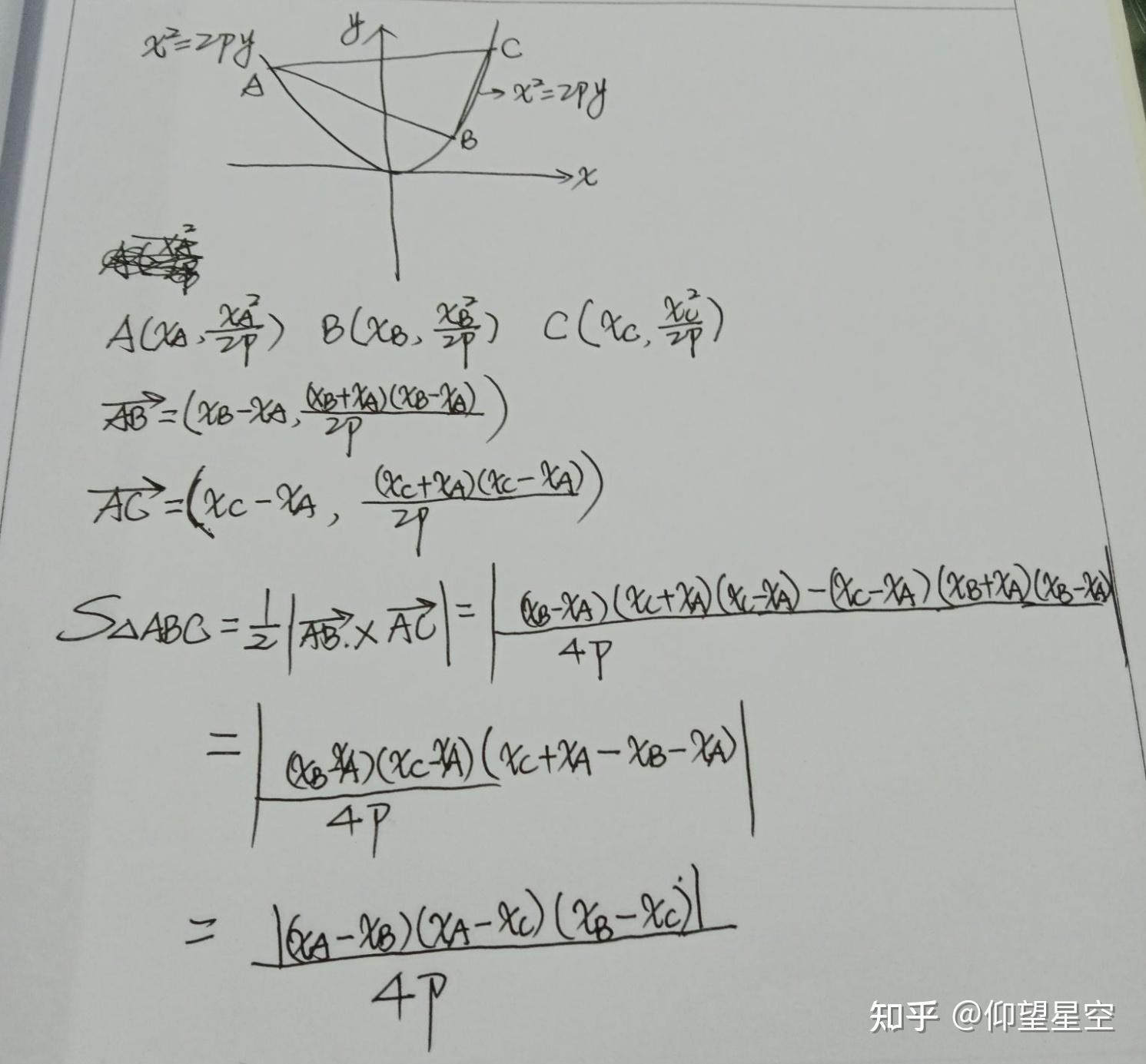 过抛物线上任意三点的三角形面积公式 知乎