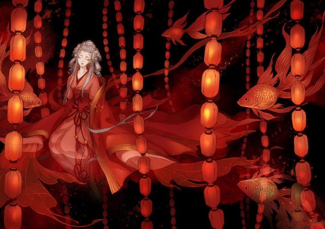 精致又神秘的古风人物插画,给人一种缥缈空灵的感觉