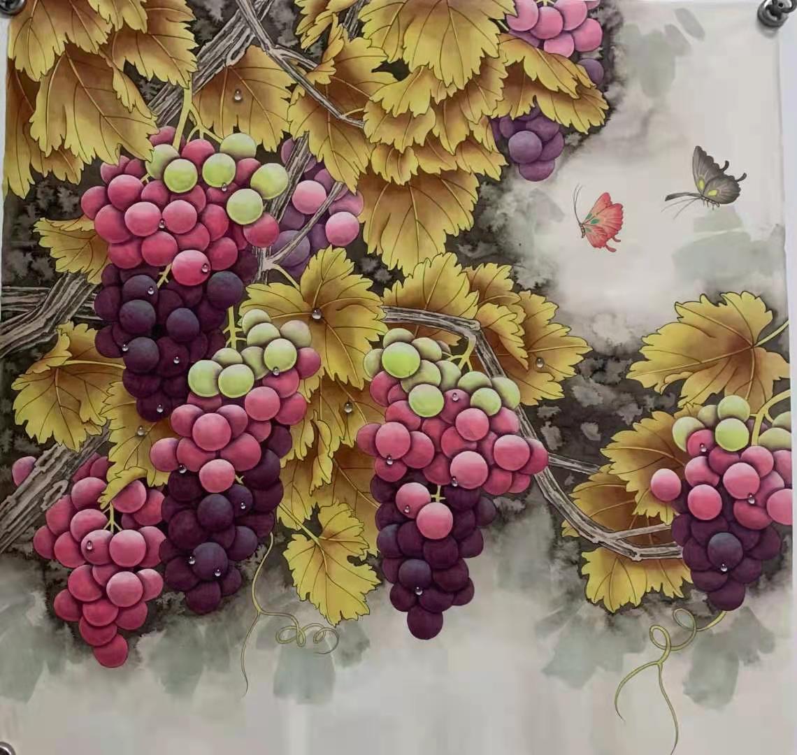 郭万禄当代画葡萄出名的画家工笔葡萄代表作欣赏