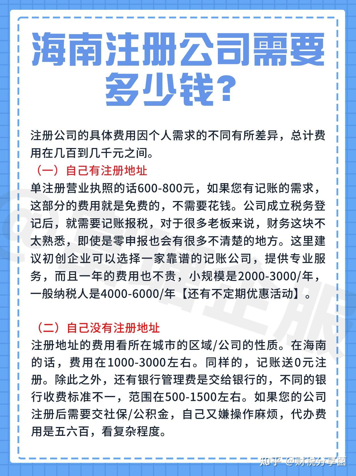 二,海南注册投资公司的费用是多少?