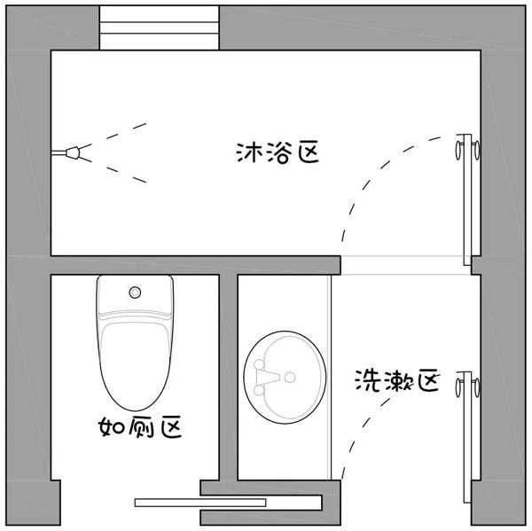 三分式卫生间设计图图片