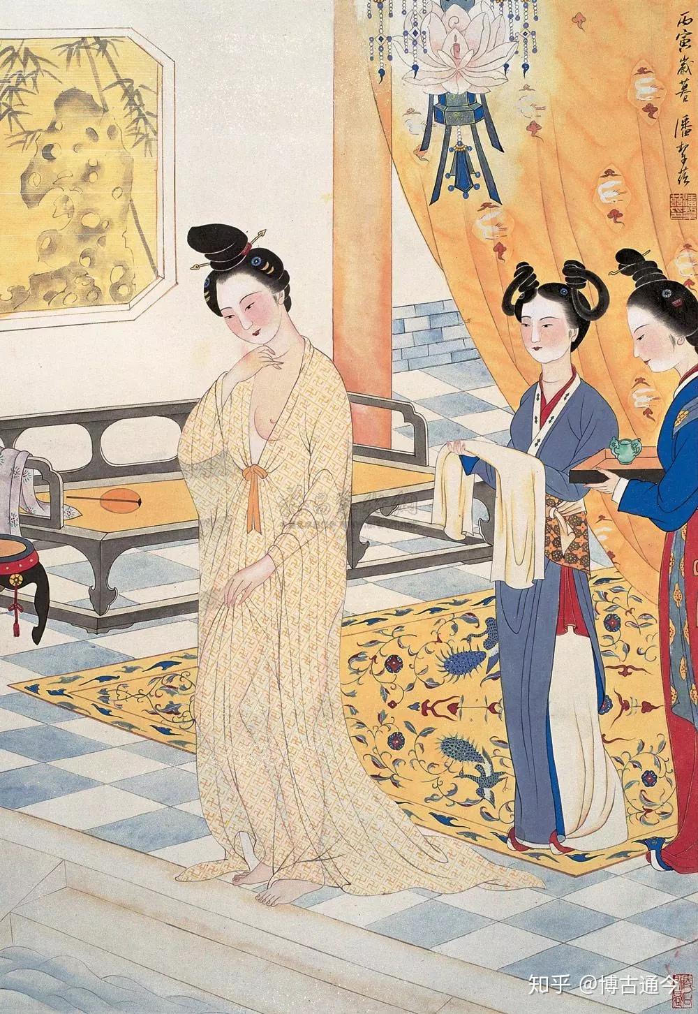 文征明 贵妃出浴图 中国画 掛け軸 水墨画 和室 玄関 茶室 壁掛け 美術品 历代名家笔下的“贵妃出浴图”，香艳至极！ - 知乎