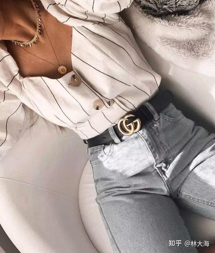 gucci 古驰 signature 皮带 男士双g压纹黑色牛皮双g经典的