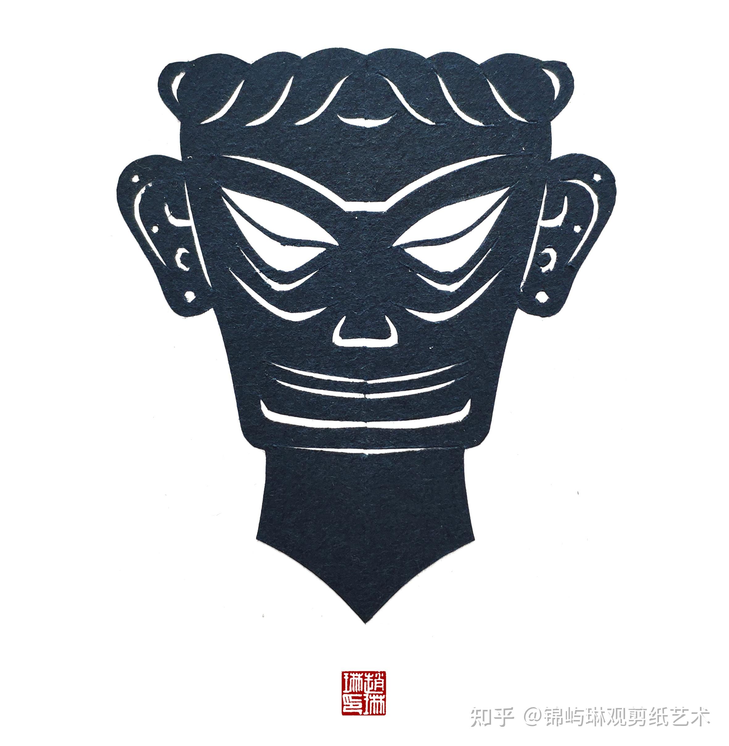 文物剪纸 三星堆里的人和鸟