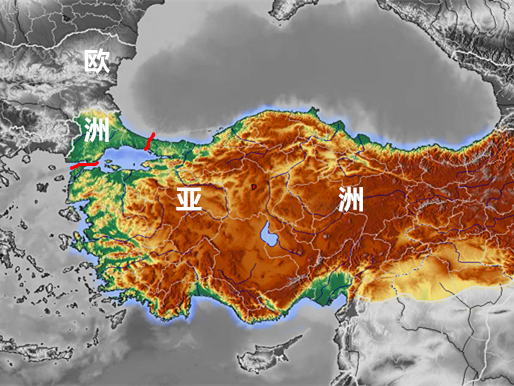 海峽以西的部分屬歐洲的巴爾幹半島,大部分土地位於海峽以東的