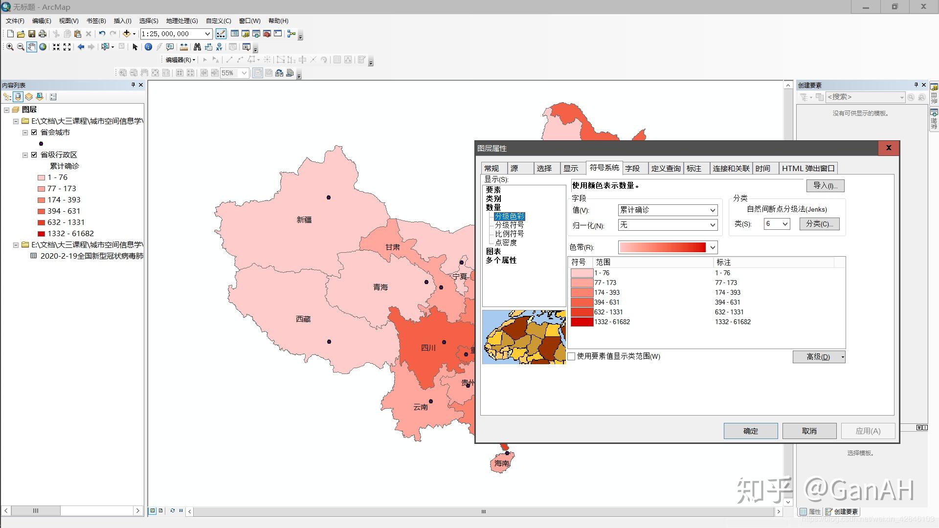 (一)arcgis的操作简要流程在arcgis建立新的地图模板;导入省级行政区