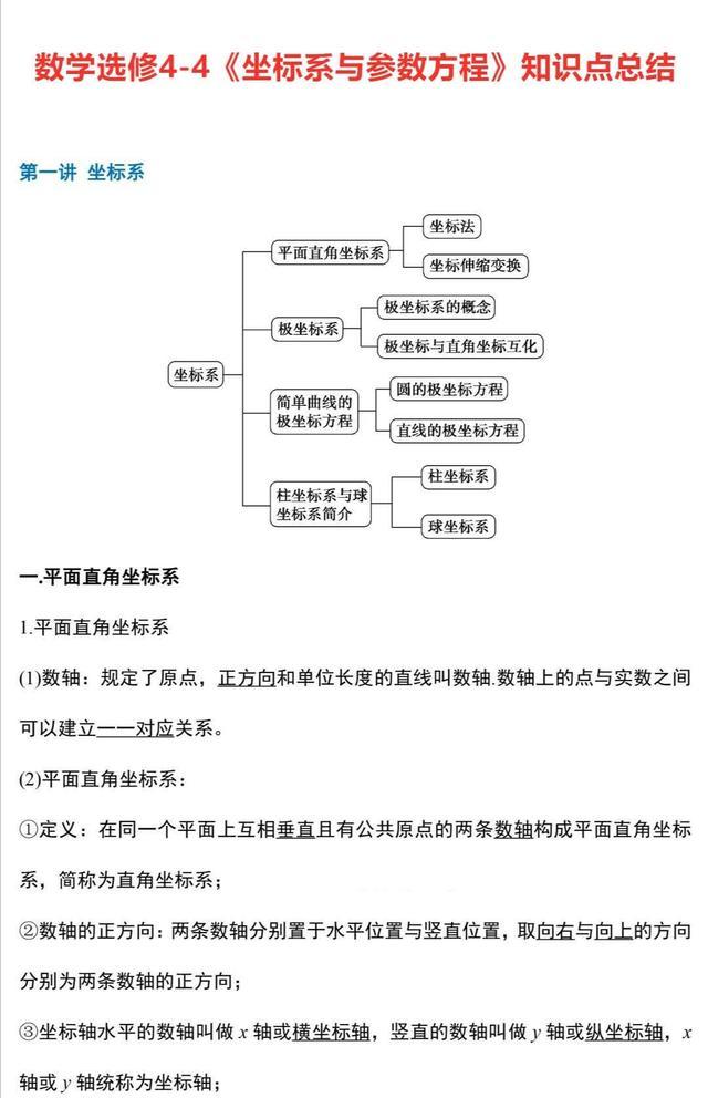 高中数学坐标系与参数方程专项（高二）的简单介绍
