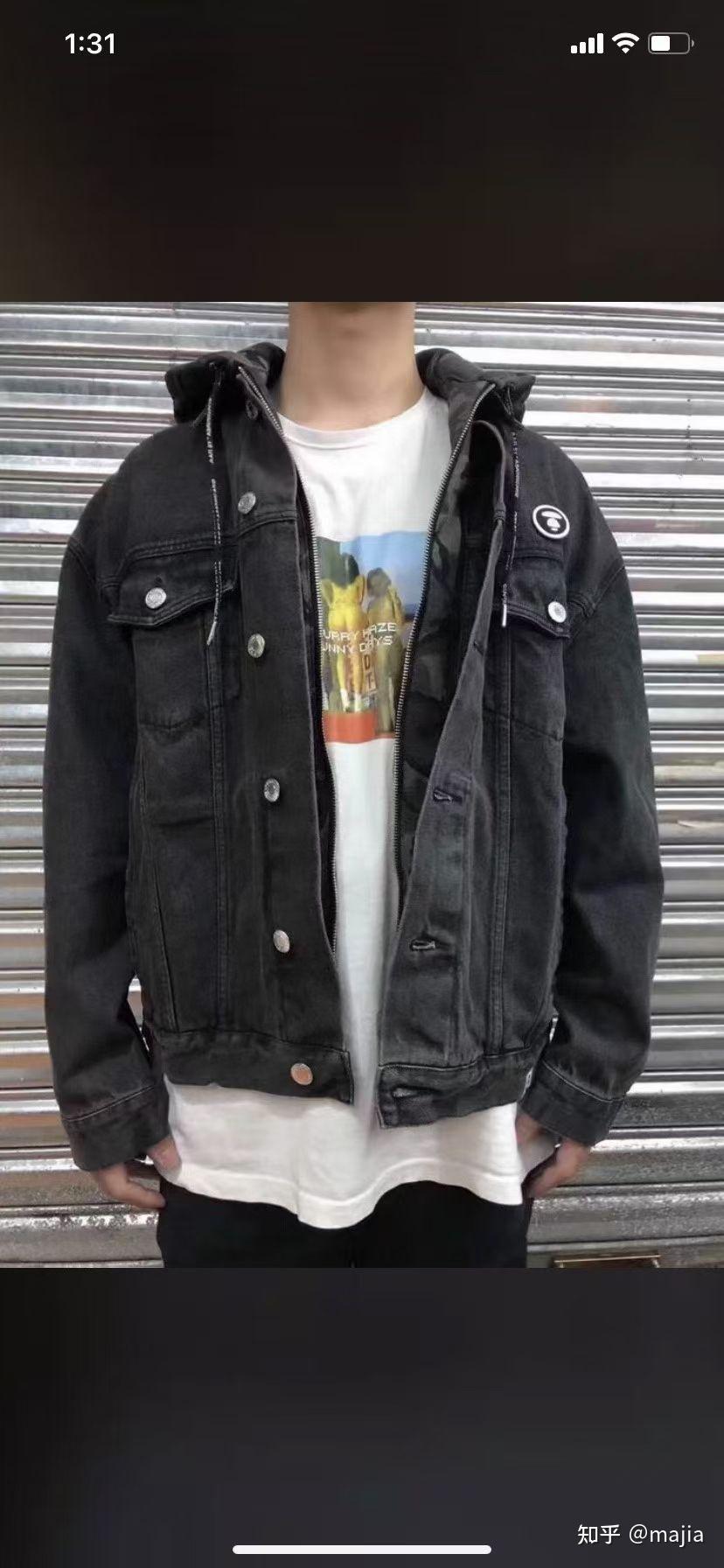 aape假两件牛仔夹克外套男女同款