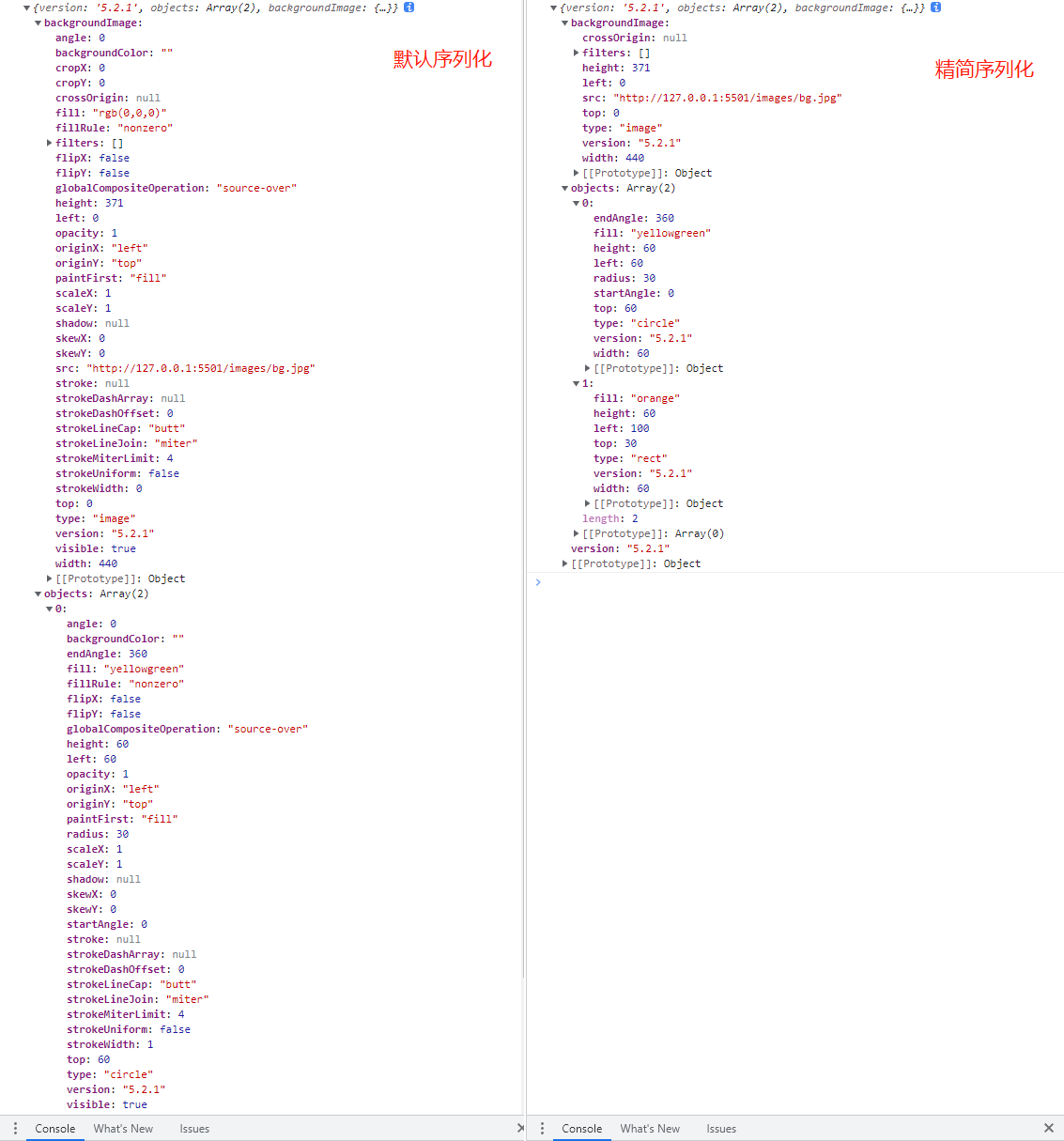 Fabric js json 