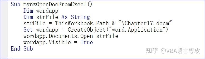 VBA即用型代码手册：从 Excel 打开 Word 文档Open Word Document from Excel - 知乎
