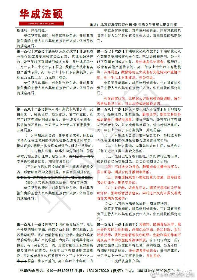 刑法修正案十一新舊條文逐條對照表