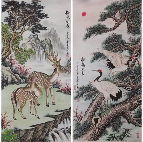 【梅鹿同春】与【松鹤延年】