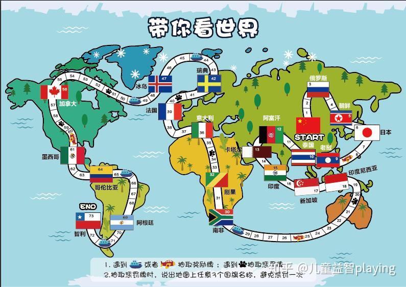 先让孩子认识一下这个世界的全貌,有哪些国家,他们又分布在地球的哪些