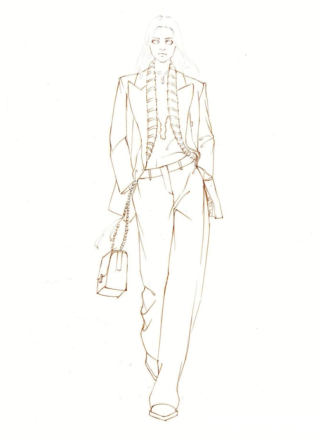 服装效果图分享~人体动态 线稿 上色