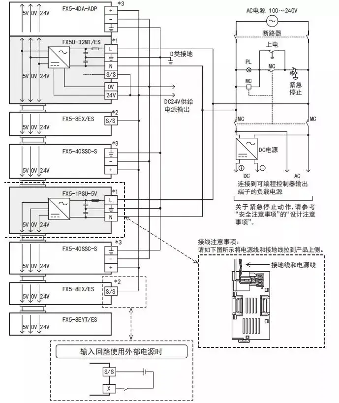 三菱fx5uplc模块硬件接线图