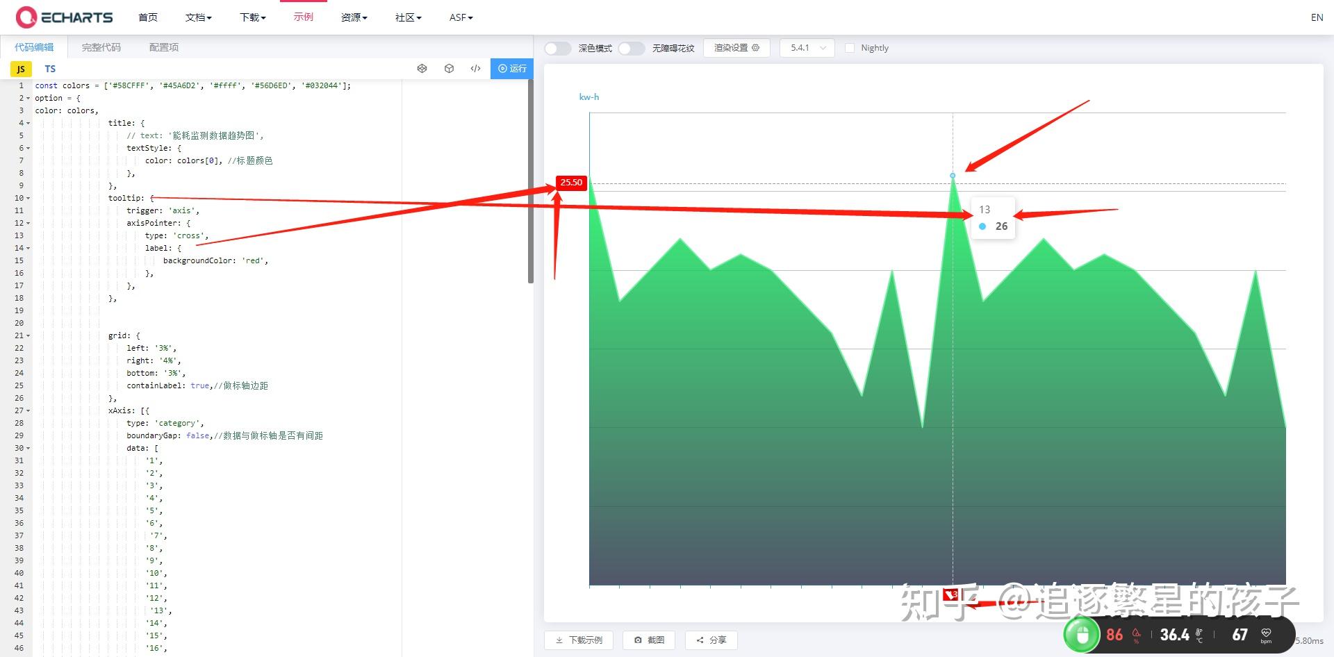 echarts Large Area Chart 显示坐标点 - 知乎