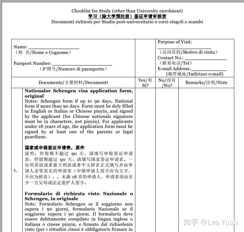 干货:意大利国家签留学签证(2018年8月)广州领