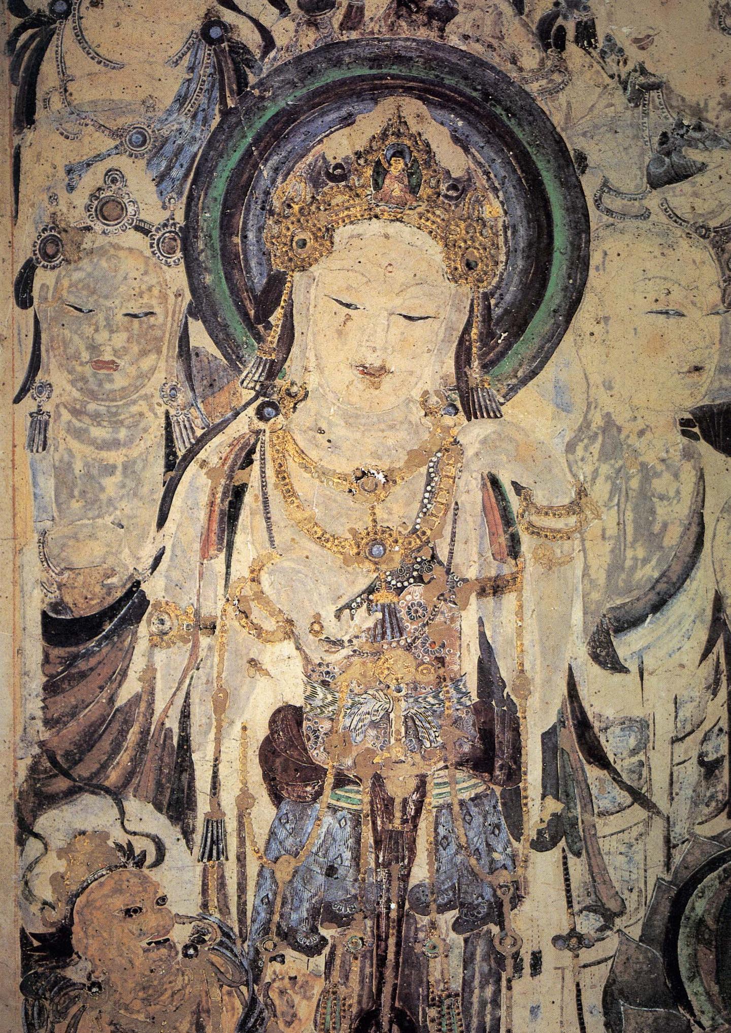 中国美術 敦煌莫高窟壁画 美人図 女仙人 額装 中国画 ユネスコ世界遺産