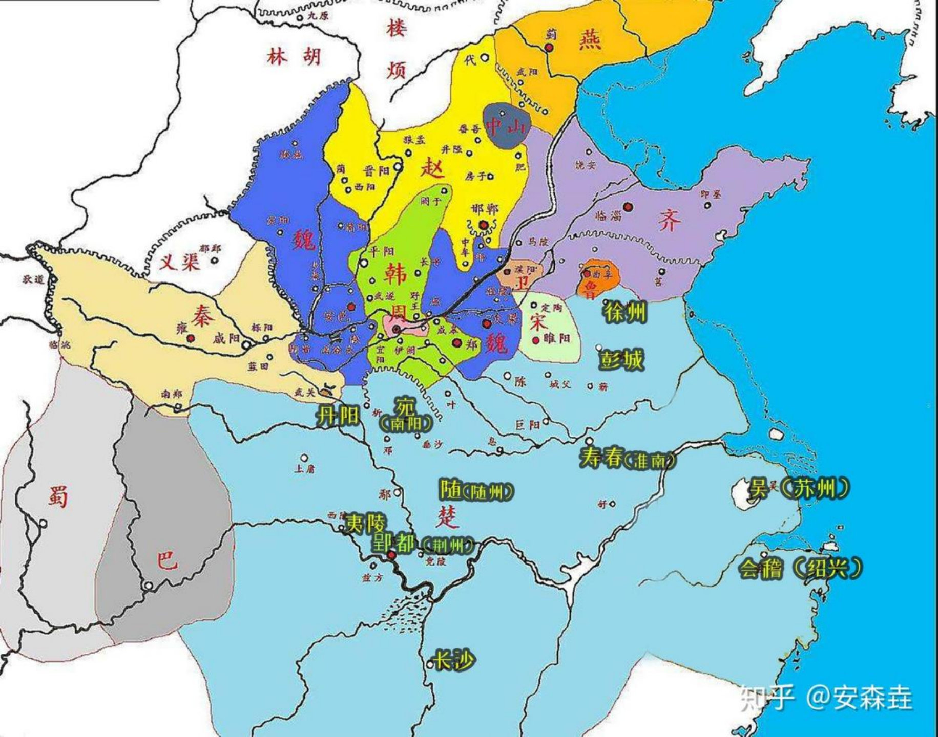 图 17:战国初期的楚国国土面积示意图 图 17:战国初期的楚国国土面积示意图