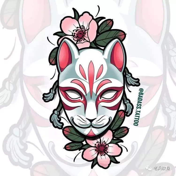 纹身素材日式天狗面具